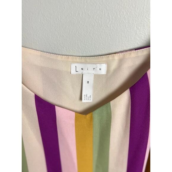 Leith Multicolor Striped V-Neck Cami Tank Top Lightweight Size Medium Women’s - Picture 3 of 6